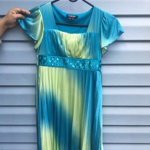 Crinkle Blue/ Light Green Dress